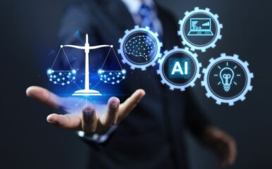 AI governance hand holding balance